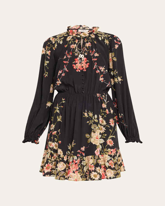 Jolie Floral Long-Sleeve Mini Dress